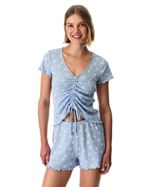 Coralie Pointel Crunchy Bloemenpatroon Korte Mouwen Shorts Pyjama Set