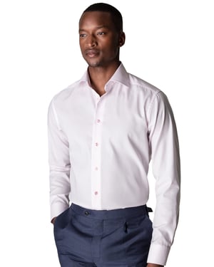 Katoenen Eton overhemd effen roze slim fit