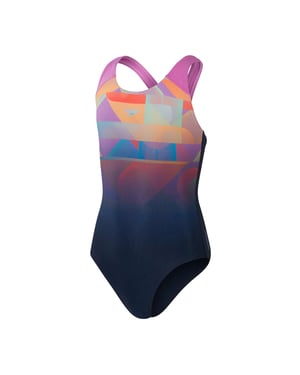 Speedo Meisjes Plaatsing Digitale Print Splashback Eendelig Badpak (Marineblauw)