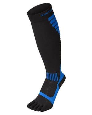 TOETOE - Heren & Dames Vochtregulerende Sport Compressie Kniesokken met Teen - Zwart & Blauw