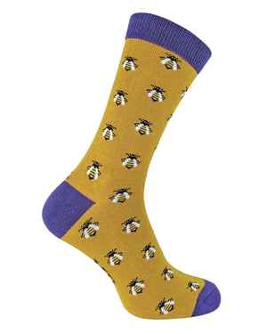 Mr Heron - Bamboesokken met dierendesign voor heren - Honingbij (Geel)