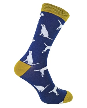 Mr Heron - Nieuwe bamboesokken voor heren met honden aan - Labrador (Marine)
