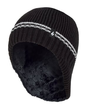 Heat Holders Jongens Patrol Rib pomponmuts met pompons - Zwart