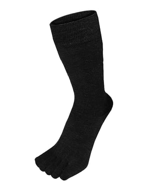 TOETOE - Heren & Dames Outdoor Zachte Wol Vochtregulerende Mid-Calf Teen Sokken - Zwart