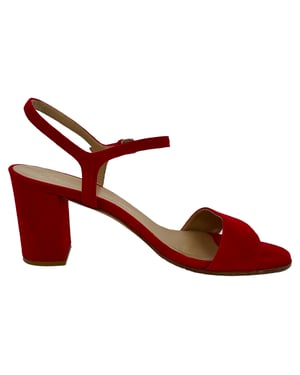 Stuart Weitzman sandalen met enkelbandje en hak in rood suède