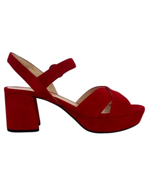 Prada Crisscross Block Heels in rood suède