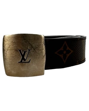 Vintage Louis Vuitton Monogram riem met gesp in bruin gecoat canvas