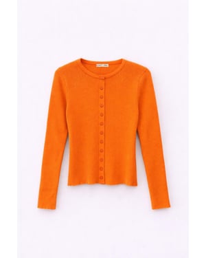 Geknoopte Slim Fit Ribbelgebreide Cardigan