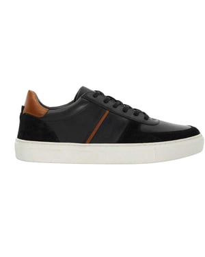 Dune London Heren Theron Leren Sportschoenen (Zwart)