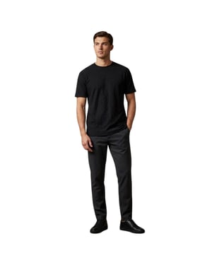 Armani Exchange Heren Textured Crew Neck Regular T-shirt (Zwart)