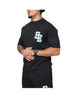Blank Essentials Heren Collegiaal Logo T-shirt (Zwart)