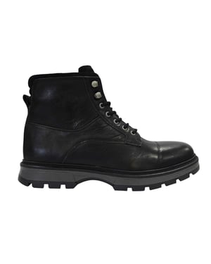 Firetrap Herenwandelschoenen van Ralf met ronde neus en leren bovenwerk (Zwart)