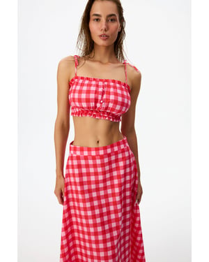 Ester Gingham Patroon Bikini Top