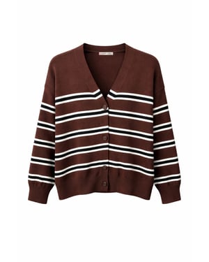 Dames Gestreepte V-Hals Cardigan