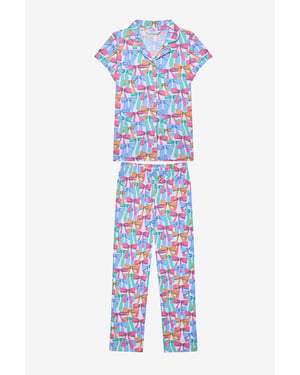 Meisjes Kleurige Strik Shirt en Off PJ Set