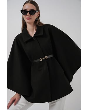 Gestrikte Tweed Cape Mantel