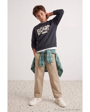 TRENDYOLKIDS Jongens Grijs Met grafische print Lang, Regular fit Sweatshirts