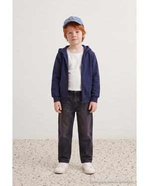 TRENDYOLKIDS Meisjes Donkerblauw Effen Lang, Regular fit Sweatshirts