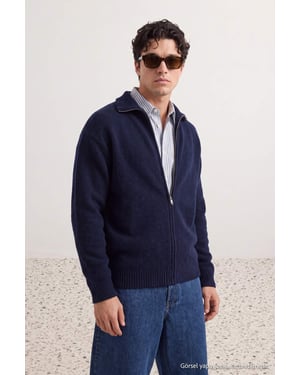 TRENDYOL MAN Heren Donkerblauw Effen Lang, Oversized Vesten