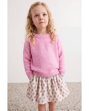 TRENDYOLKIDS Meisjes Roze Effen Lang, Regular fit Truien