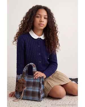 TRENDYOLKIDS Meisjes Donkerblauw Kabelbreisel Lang, Regular fit Vesten