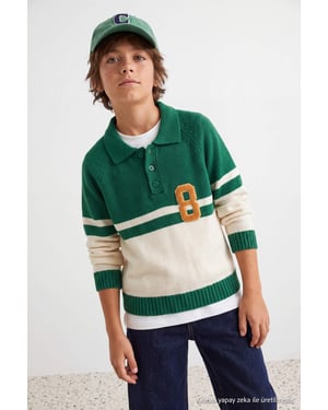 TRENDYOLKIDS Jongens Groen Effen Lang, Regular fit Truien