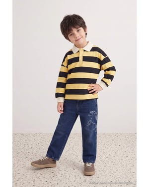 TRENDYOLKIDS Jongens Blauw Effen Normale taille Jeans
