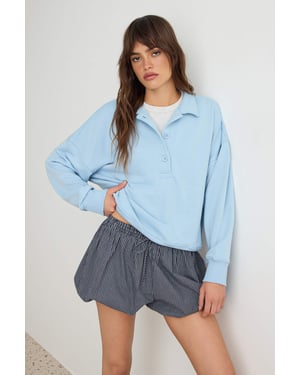 TRENDYOLMİLLA Dames Donkerblauw Effen Lang, Oversized Sweatshirts