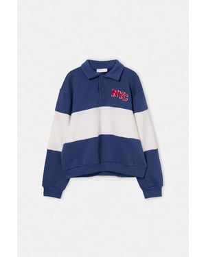 TRENDYOLKIDS Jongens Donkerblauw Met grafische print Lang, Regular fit Sweatshirts