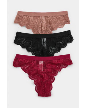 TRENDYOLMİLLA Dames 3-pack Zwart Effen Slips