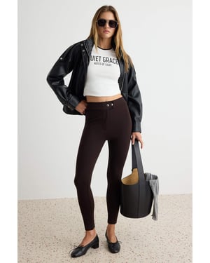 TRENDYOLMİLLA Dames Bruin Effen Normale taille Leggings