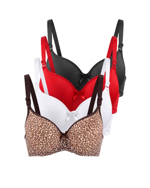 TRENDYOLMİLLA Dames 4-pack Zwart Animal print Vaste cup BH's
