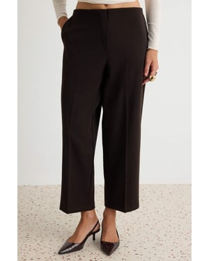 TRENDYOLMİLLA Dames Bruin Effen Cigarettebroek Normale taille Broeken