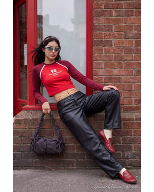TRENDYOLMİLLA Dames Zwart Effen Barrel-model Normale taille Broeken