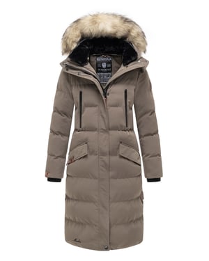 Marikoo dames winterjas – Schneesternchen, lang met capuchon & imitatiebontkraag