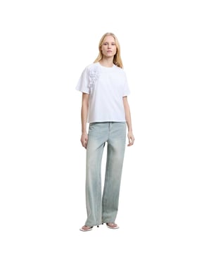 French Connection Dames-T-shirt van roze crêpe (Wit)
