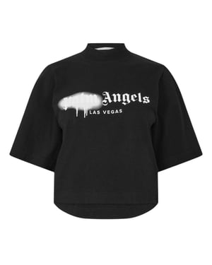 Palm Angels Milano Crop-T-shirt voor dames (Zwart, Wit)