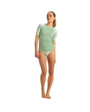 Roxy Nauwsluitende rashguard met grafische print voor dames (Groen)