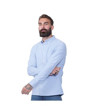 Firetrap Heren Basic Oxford-overhemd van katoen met knoopsluiting (Blauw)