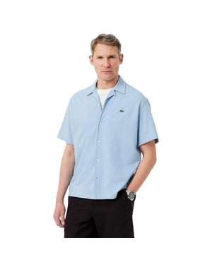 Lacoste Herenoverhemd met Revere-kraag (Blauw)