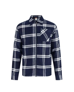 SoulCal Heren-shacket van geruite flanel met doorlopende rits en lange mouwen (Marine)