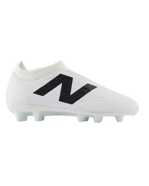 New Balance Tekela V4+ Magique voetbalschoenen voor kinderen, voor harde ondergrond (Wit, Zwart)