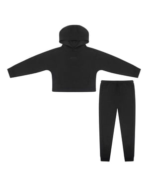 Firetrap Set met fleece-hoodie en joggingbroek met geborduurd logo voor meisjes (Zwart)