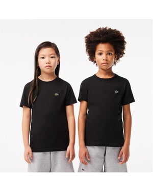Lacoste Basis T-shirt met borduursel voor kinderen, normale pasvorm (Zwart)