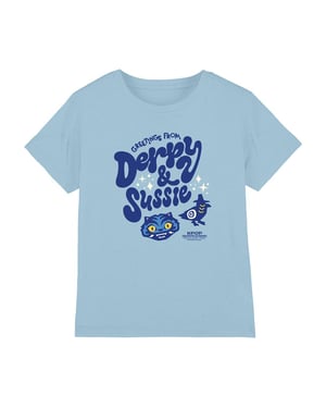 K-Pop Demon Hunters Kinder Derpy & Sussie Iconen T-Shirt (Lichtblauw)