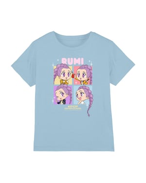 K-Pop Demon Hunters Kinderen Huntrix Rumi Chibi Groep T-Shirt (Lichtblauw)