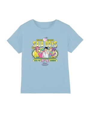 K-Pop Demon Hunters Kinderen Saja Jongens Festival Poster T-Shirt (Lichtblauw)