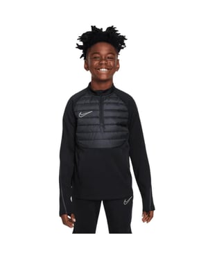 Nike Raglan-shirt met lange mouwen en Swoosh-logo voor kinderen, van drillstof (Zwart/Reflecterend)