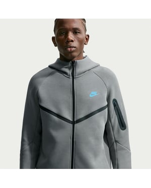 Nike Heren-hoodie met ritssluiting en chevronpatroon (Rook Grijs)