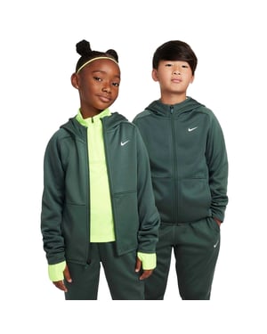 Nike Therma Fit-hoodie met lange mouwen en doorlopende rits voor kinderen (Vintage groen)